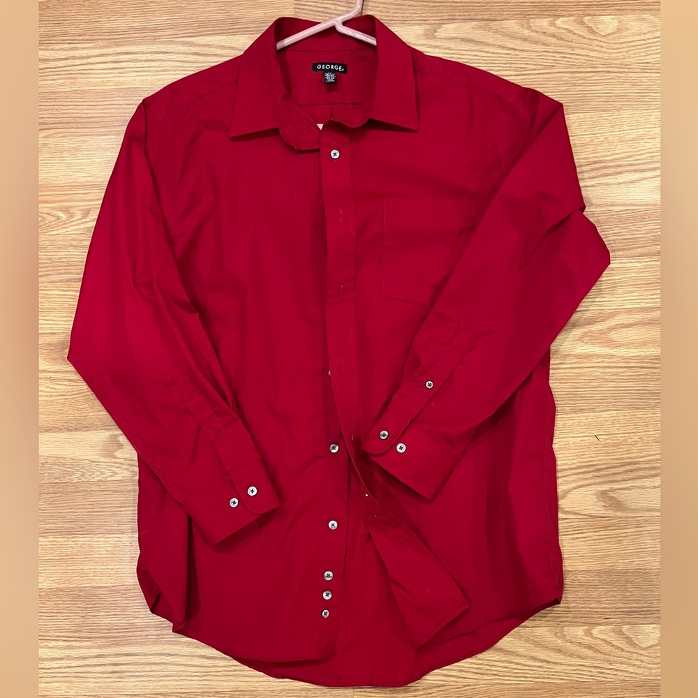 Men’s long sleeve button down red shirt